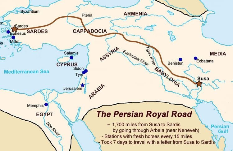 Ancient Achaemenid Royal Road Map