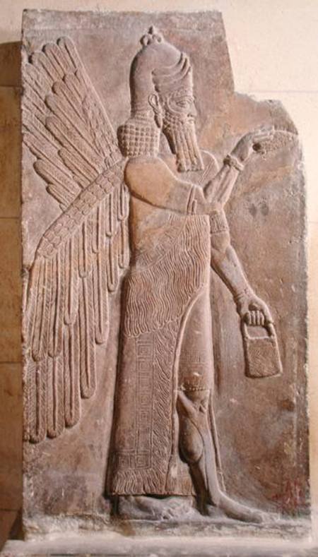 Ancient Assyrian Gate Reliefs With Winged Genies