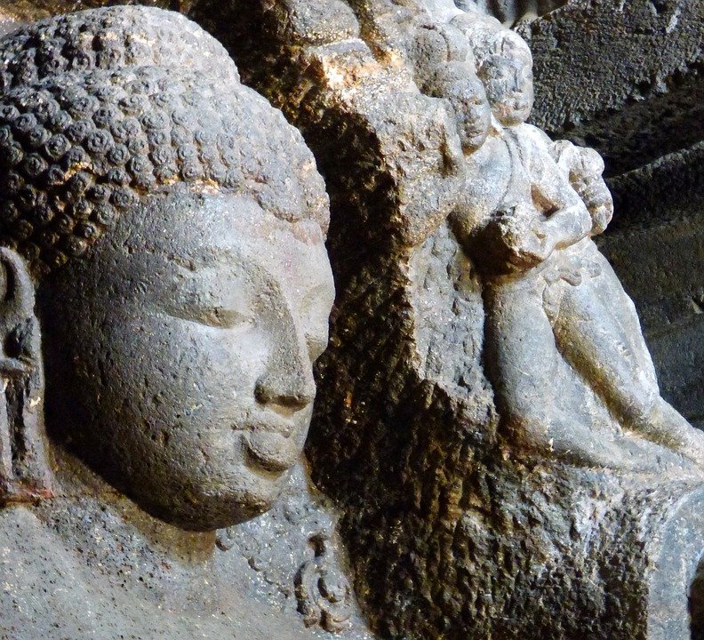 Ancient Buddhist Cave Art At Ajanta