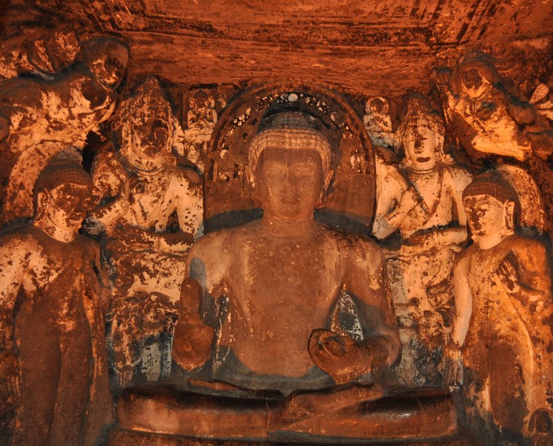 Ancient Buddhist Cave Art At Ajanta