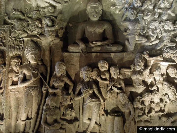 Ancient Buddhist Cave Art At Ajanta