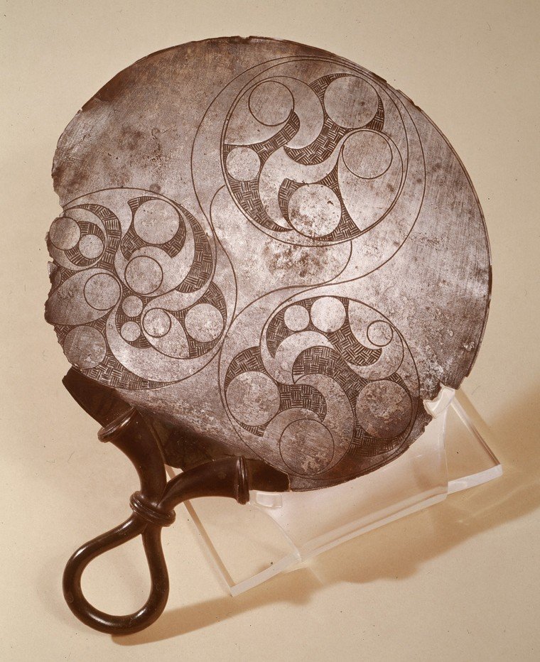 Ancient Celtic Mirror With Spiral Design