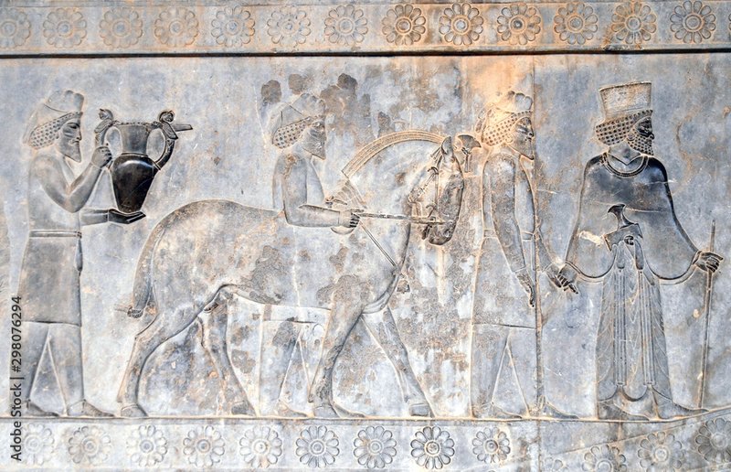 Ancient Chariot Relief At Persepolis