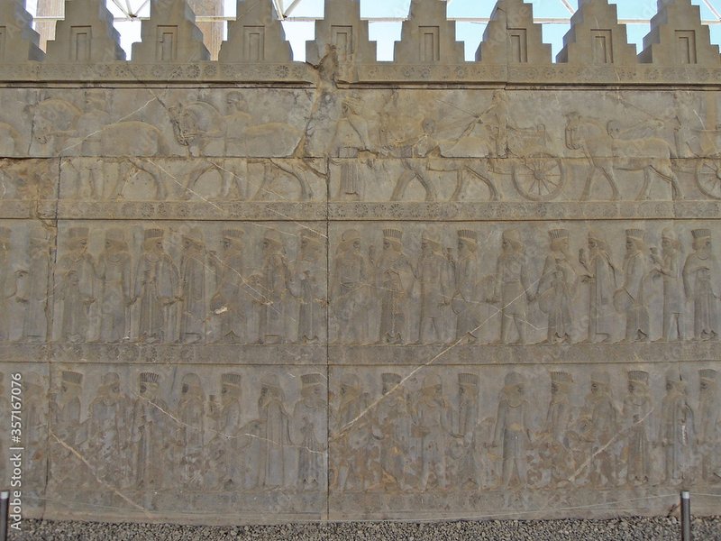 Ancient Chariot Relief At Persepolis<span class=