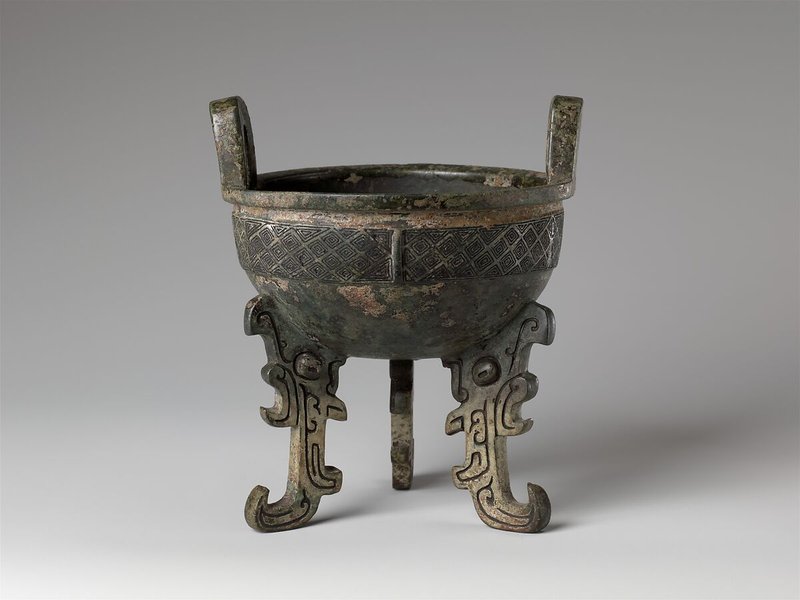 Ancient Chinese Bronze Tripod Cauldron (Ding)<span class=