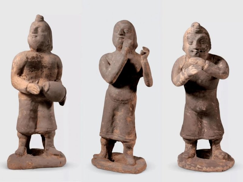 Ancient Chinese Tomb Figurines With Musicians