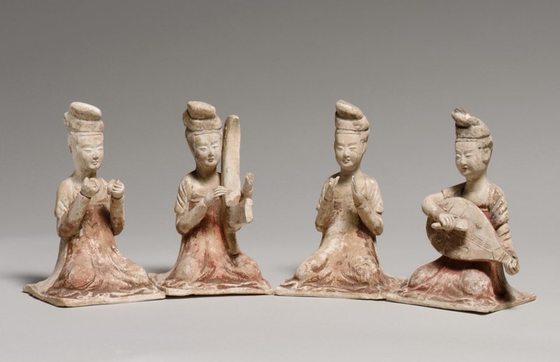 Ancient Chinese Tomb Figurines With Musicians