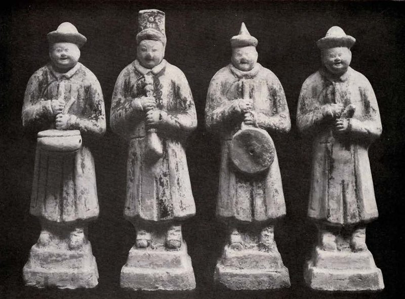 Ancient Chinese Tomb Figurines With Musicians