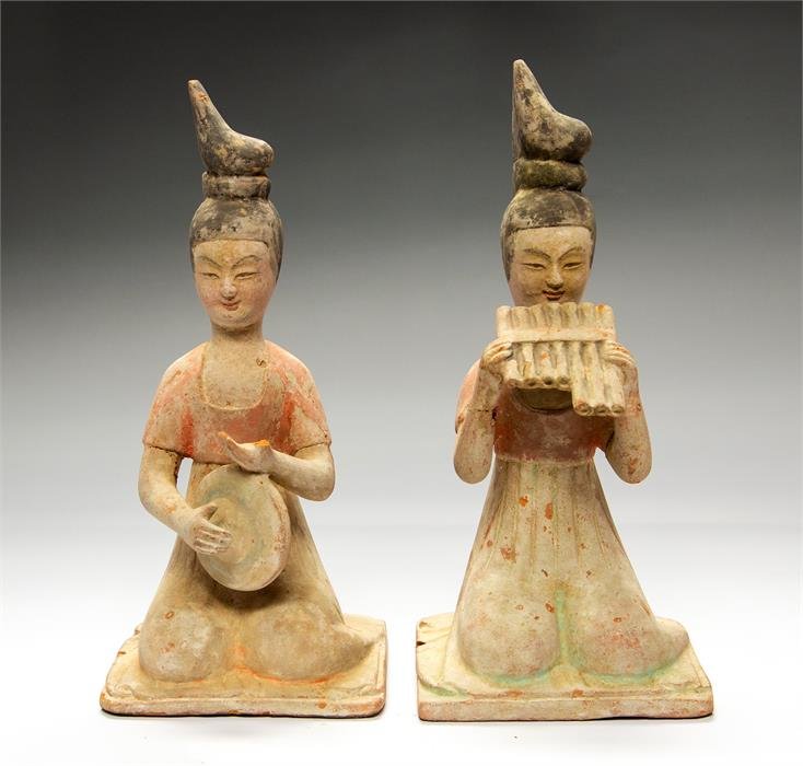 Ancient Chinese Tomb Figurines With Musicians