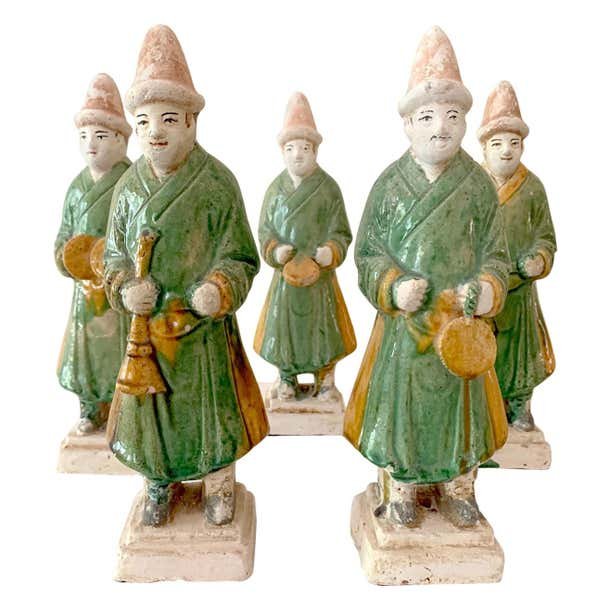 Ancient Chinese Tomb Figurines With Musicians