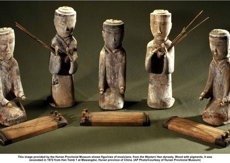 Ancient Chinese Tomb Figurines With Musicians