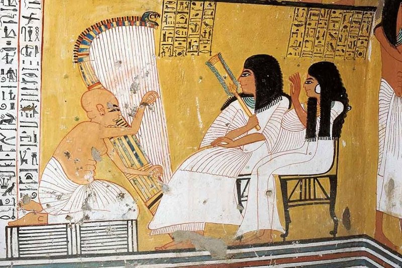 Ancient Egyptian Harpist Tomb Murals