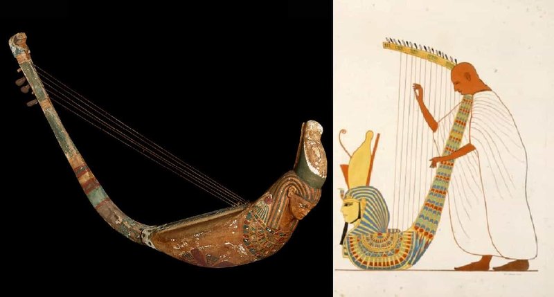 Ancient Egyptian Harpist Tomb Murals