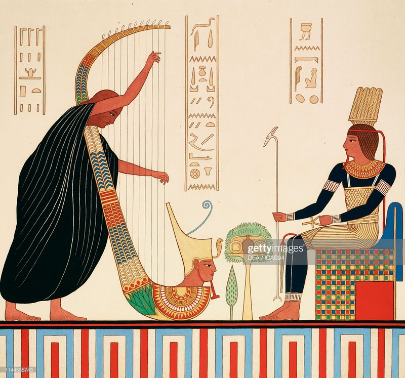 Ancient Egyptian Harpist Tomb Murals