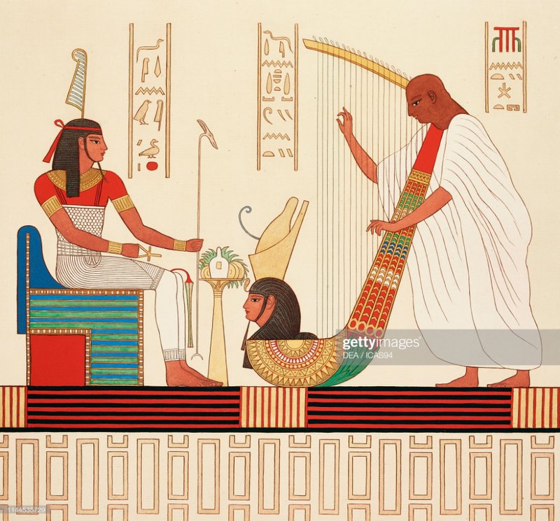 Ancient Egyptian Harpist Tomb Murals