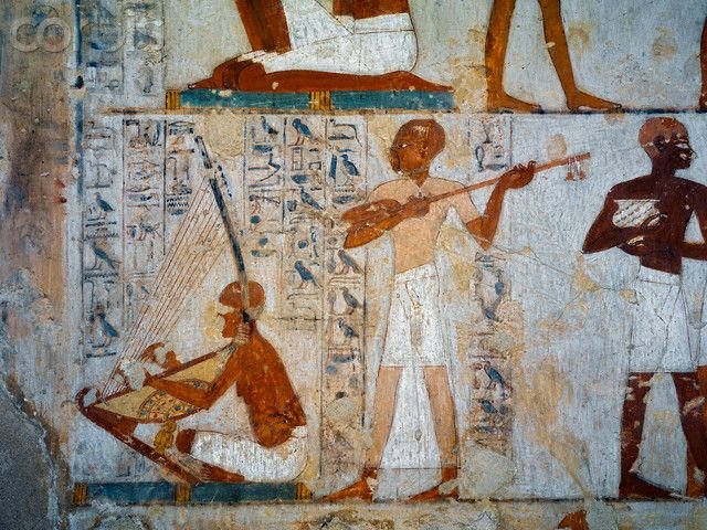 Ancient Egyptian Harpist Tomb Murals