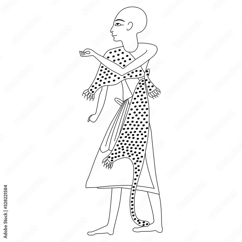 Ancient Egyptian Leopard-Skin Priest Robe Carvings