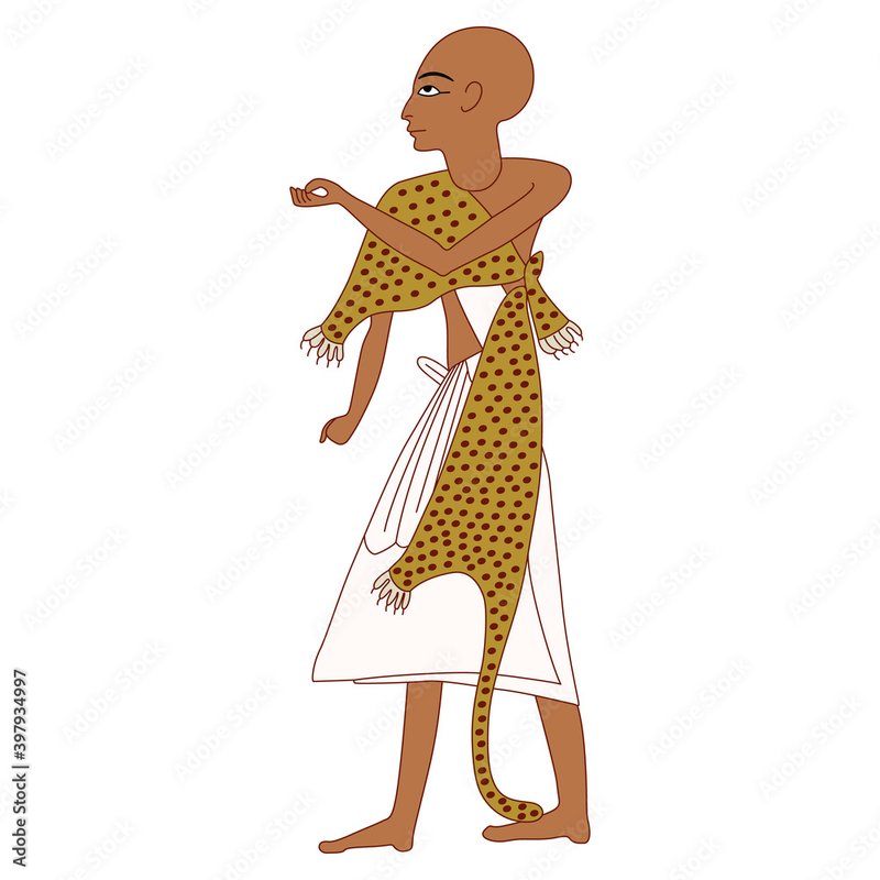 Ancient Egyptian Leopard-Skin Priest Robe Carvings<span class=