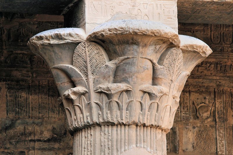 Ancient Egyptian Lotus Column Capitals