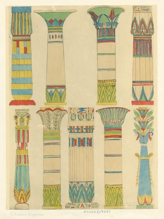 Ancient Egyptian Lotus Column Capitals