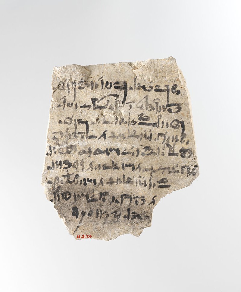 Ancient Egyptian Ostracon With Hieratic Script