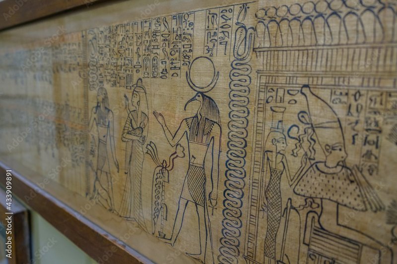 Ancient Egyptian Papyrus Rolls In Museum