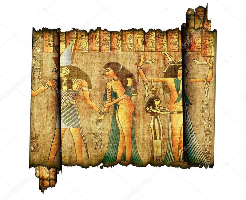 Ancient Egyptian Papyrus Rolls In Museum
