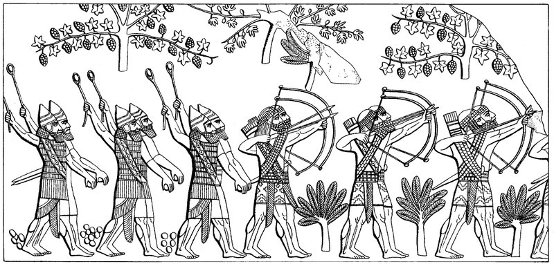 Ancient Egyptian Slingshot Soldiers Relief