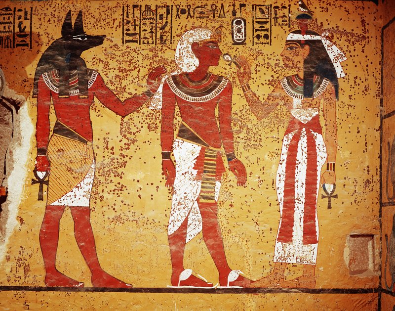 Ancient Egyptian Wall Painting Of Anubis
