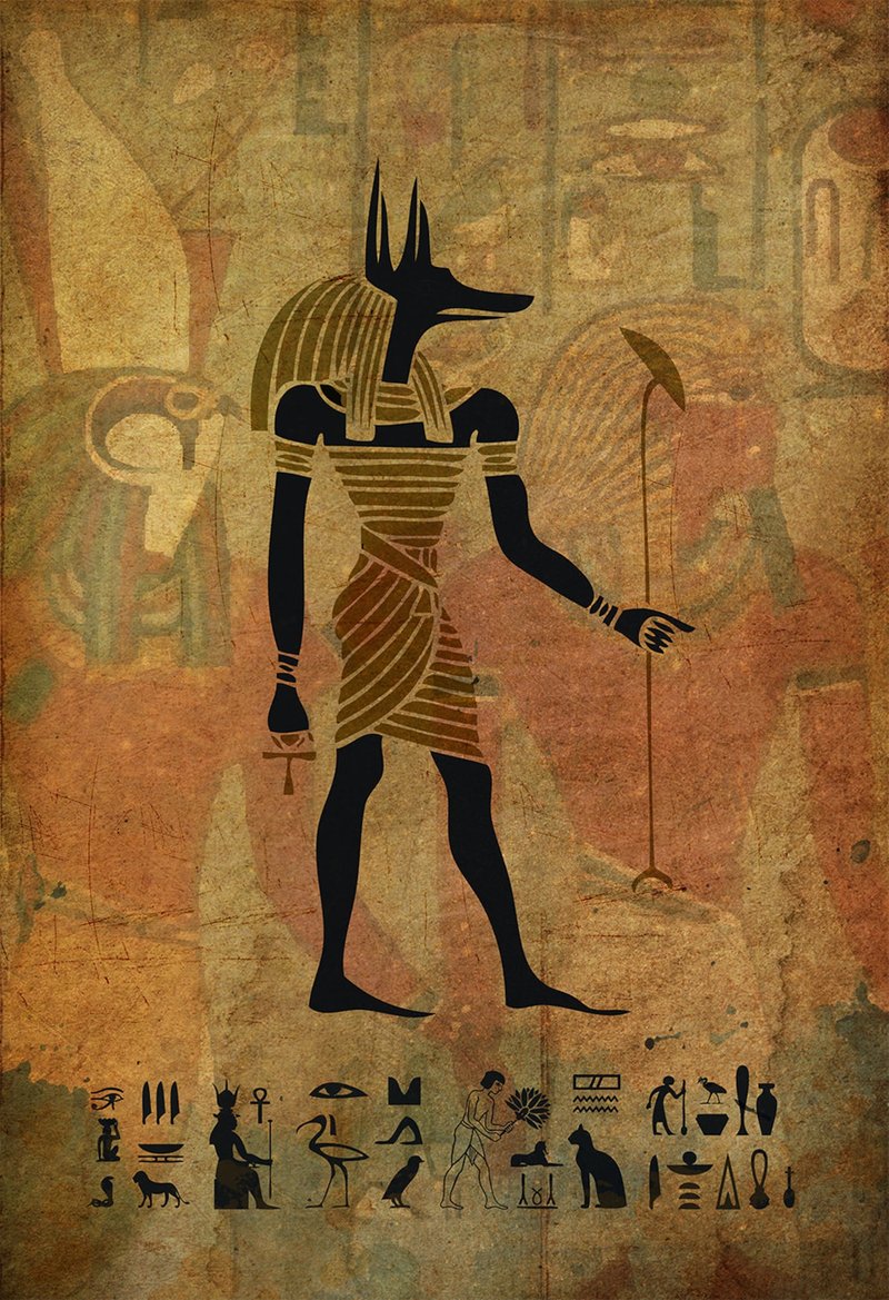 Ancient Egyptian Wall Painting Of Anubis