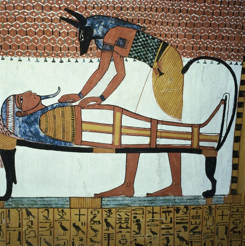 Ancient Egyptian Wall Painting Of Anubis