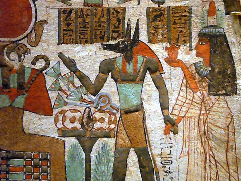 Ancient Egyptian Wall Painting Of Anubis<span class=