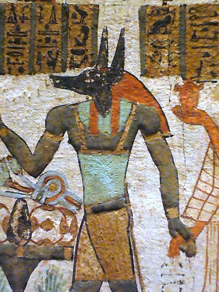 Ancient Egyptian Wall Painting Of Anubis