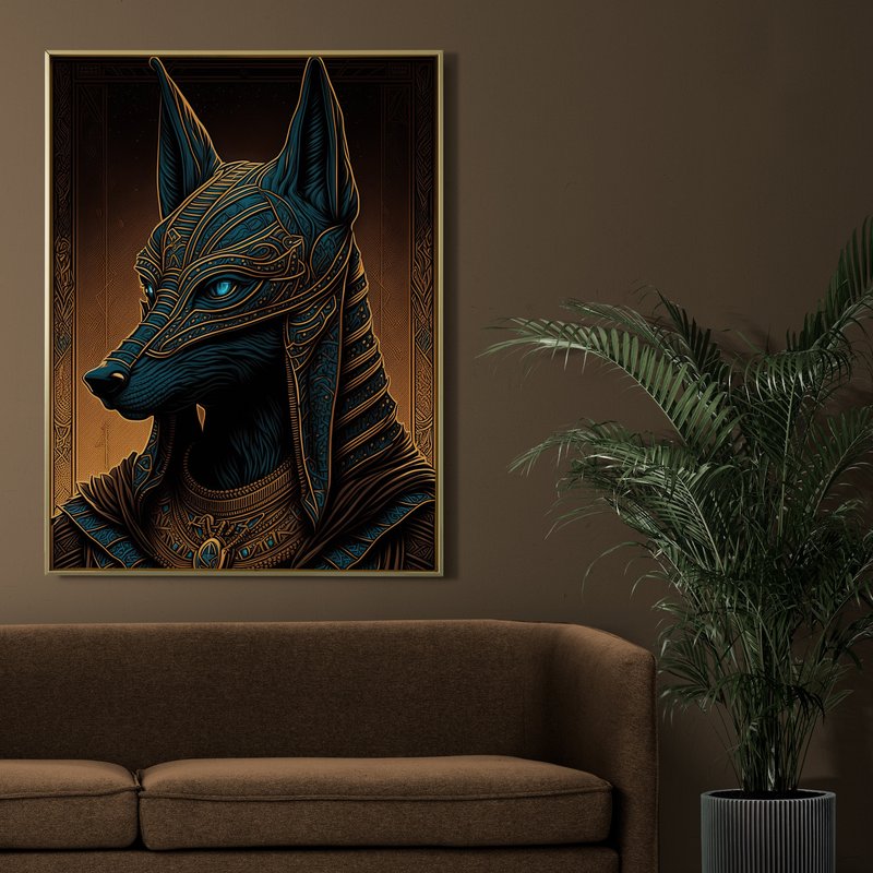 Ancient Egyptian Wall Painting Of Anubis