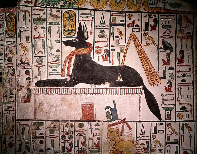 Ancient Egyptian Wall Painting Of Anubis