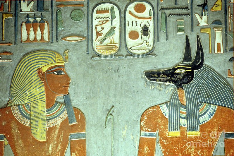 Ancient Egyptian Wall Painting Of Anubis