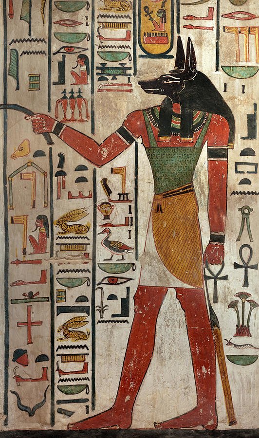 Ancient Egyptian Wall Painting Of Anubis