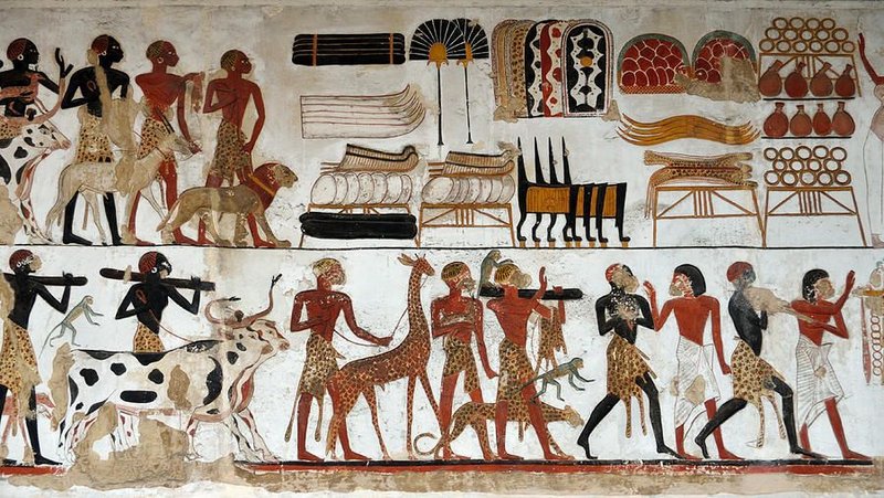 Ancient Egyptian Wall Painting Of Farming Scenes