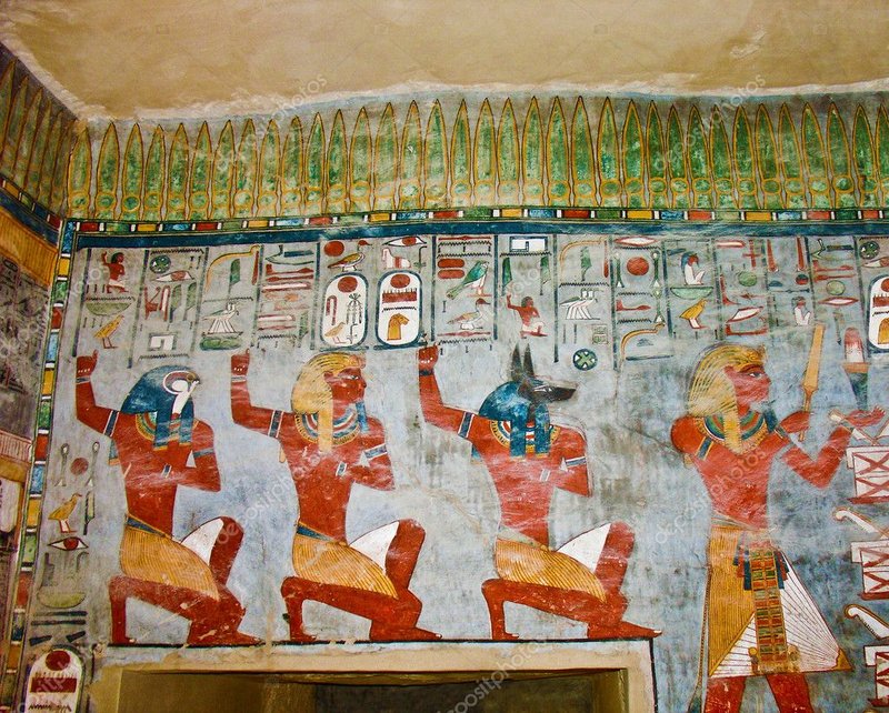 Ancient Egyptian Wall Painting Of Farming Scenes