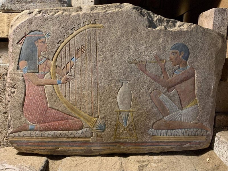 Ancient Egyptian Wall Relief Of Musicians