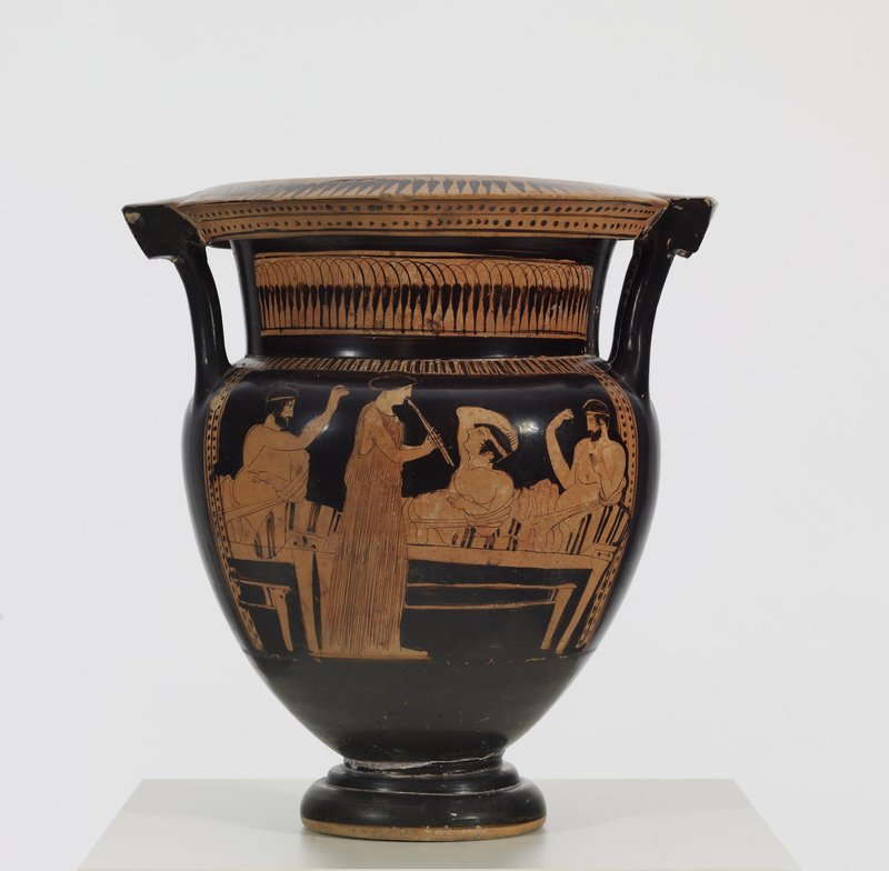 Ancient Greek Krater With Symposium Scene