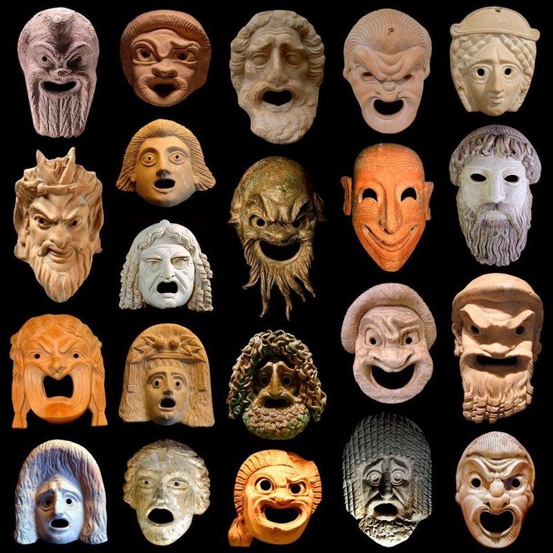 Ancient Greek Theater Masks<span class=