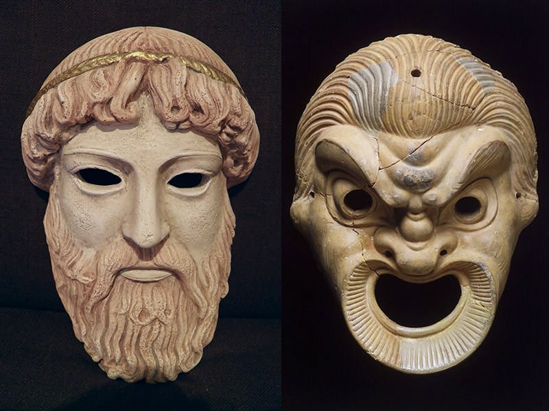 Ancient Greek Theatre Mask Artifacts