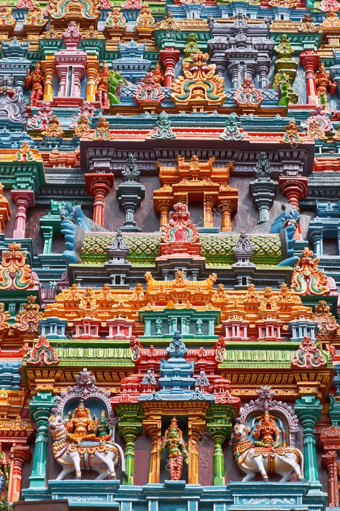 Ancient Indian Temple Gopura Towers