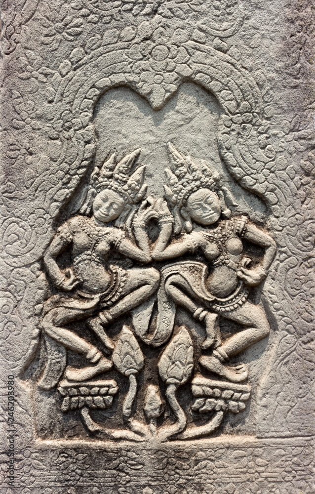 Ancient Khmer Apsara Dancer Carvings<span class=