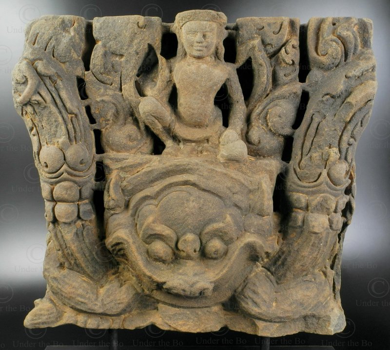 Ancient Khmer Lintel Of Vishnu Reclining