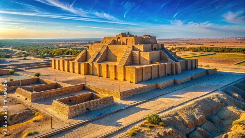 Ancient Mesopotamian Ziggurat Blue Tiles