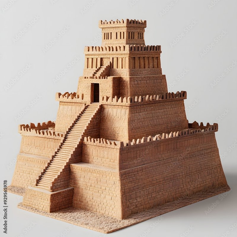 Ancient Mesopotamian Ziggurat Blue Tiles