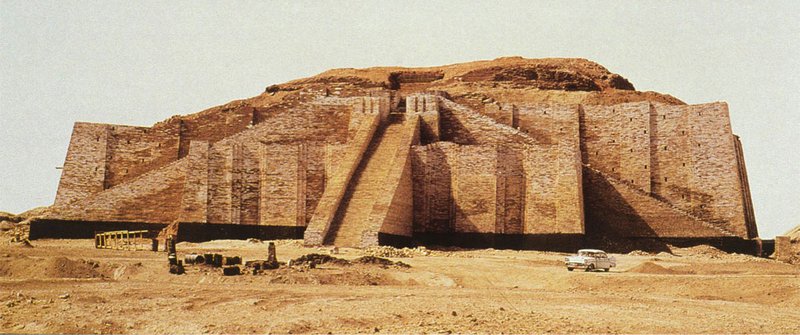 Ancient Mesopotamian Ziggurat Blue Tiles