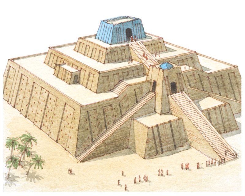 Ancient Mesopotamian Ziggurat Blue Tiles